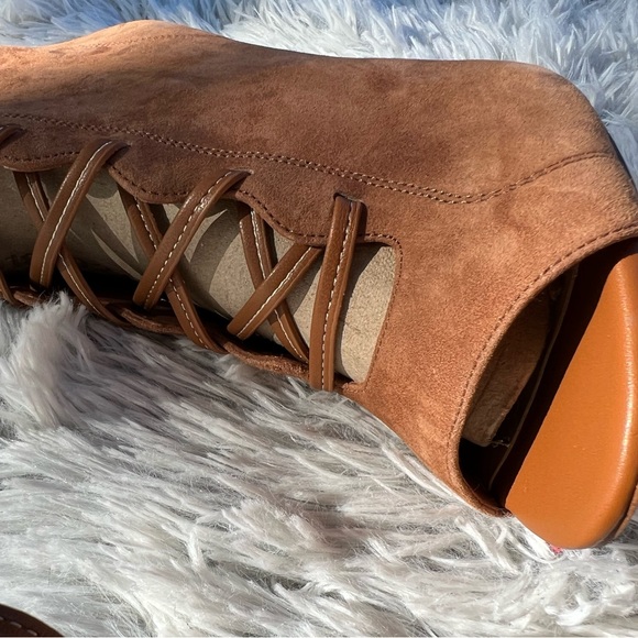 NWOT • Sam Edelman Chestnut Tie Up Peep Toe Chunky Heel - Picture 11 of 16